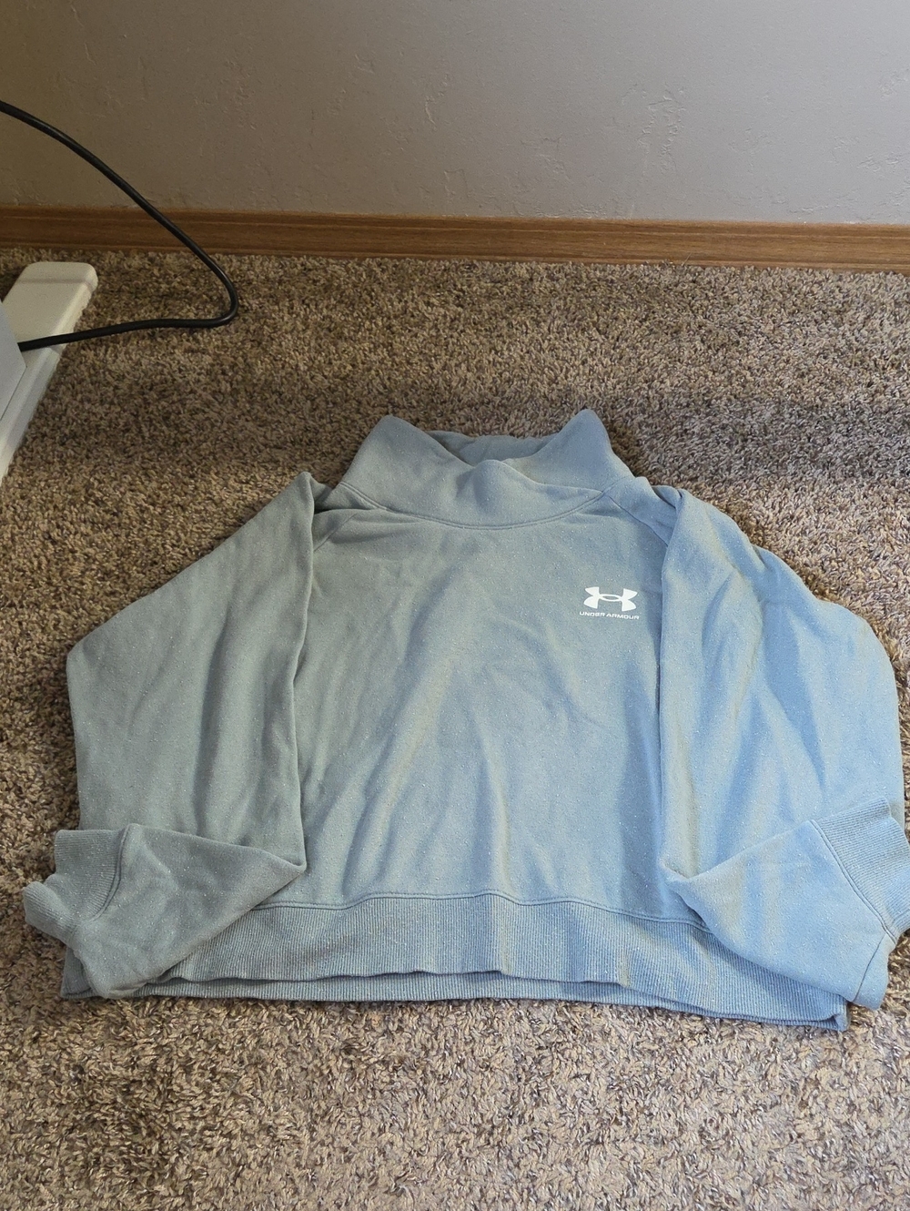 Under Armour Teal Mock-Neck Pullover Cropped Sweatshirt